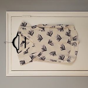 Ann Taylor Crop Blouse with Flutter Sleeves in Palm Print